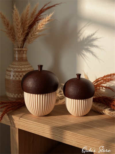 Dekoratif Meşe Palamutu Biblosu, 2Adet, 15cm-11cm