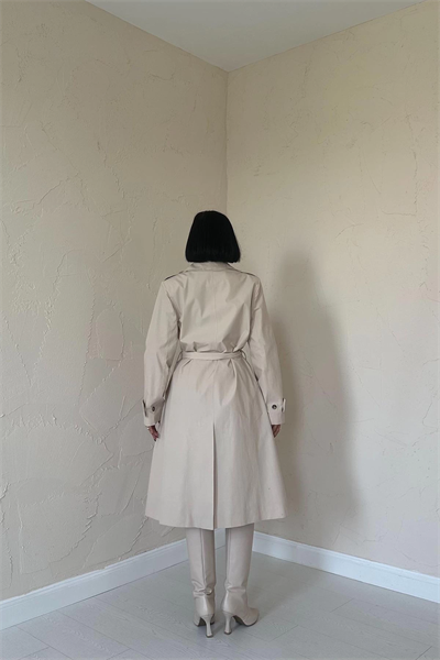 Bej Uzun Kemerli Trençkot