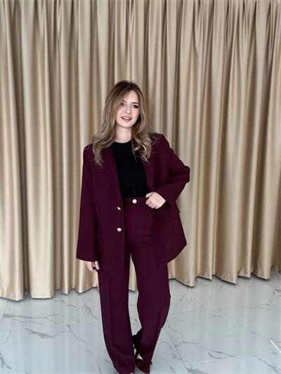 Bordo Blazzer Ceket & Pantolon Takım