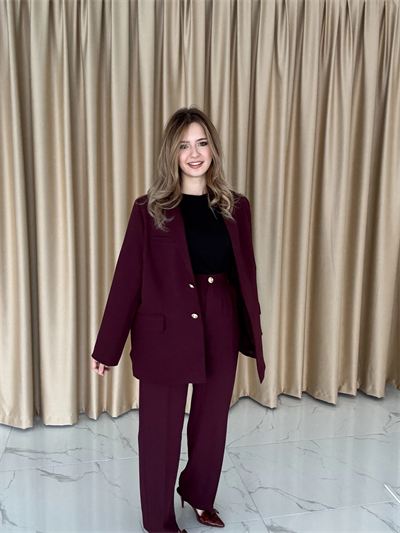 Bordo Blazzer Ceket & Pantolon Takım