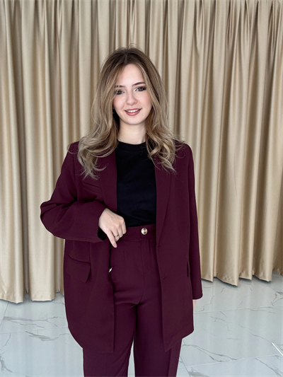 Bordo Blazzer Ceket & Pantolon Takım