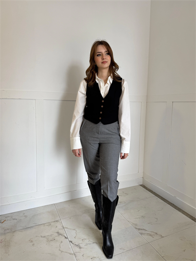 GRİ PENSLİ PANTOLON