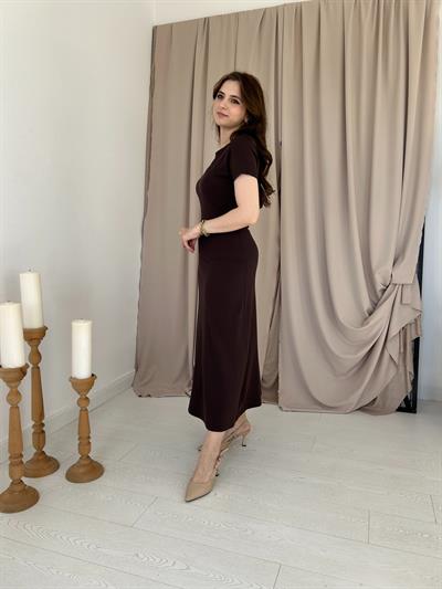 Kahverengi Modal Kumaş Elbise
