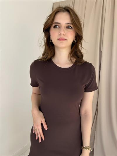 Kahverengi Modal Kumaş Elbise