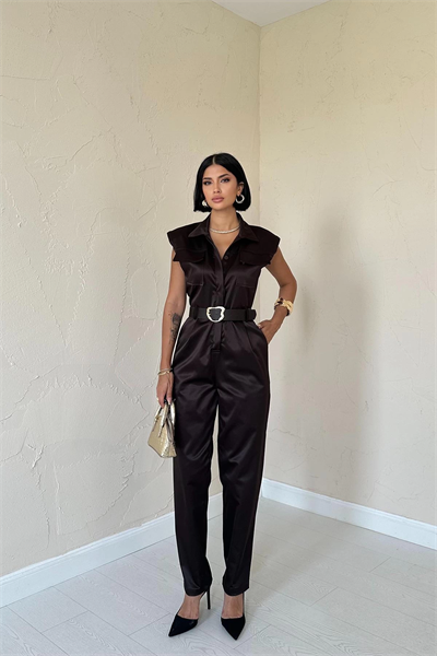 Kahverengi Vatkalı Kemerli Tulum