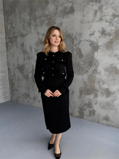 Kalem Etek ve Ceket Siyah Tüvit Takım