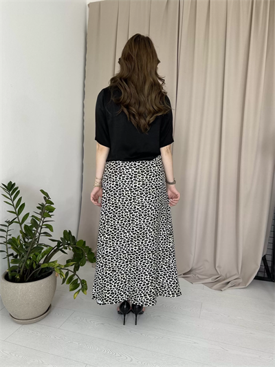 Leopar Desenli Maxi Boy Saten Elbise