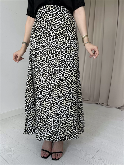 Leopar Desenli Maxi Boy Saten Elbise