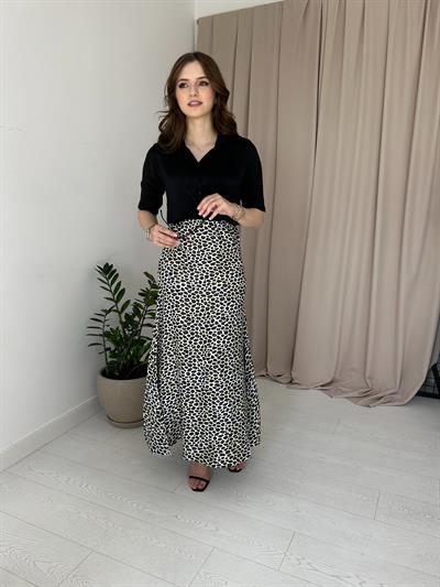 Leopar Desenli Maxi Boy Saten Elbise