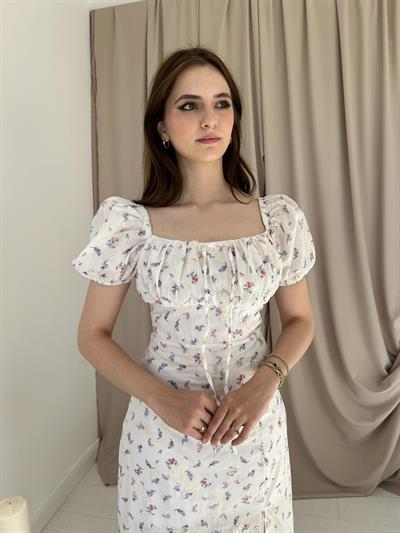 Lila Çiçekli Elbise