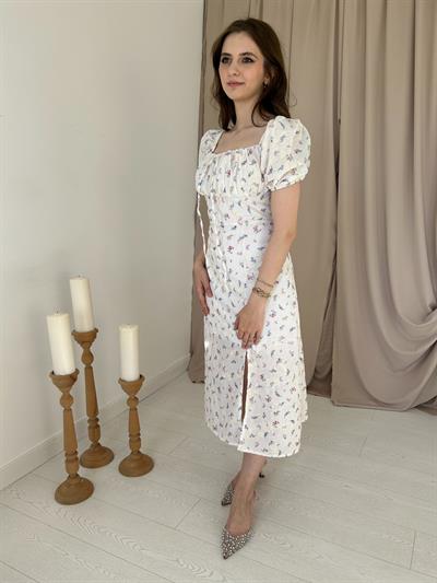 Lila Çiçekli Elbise