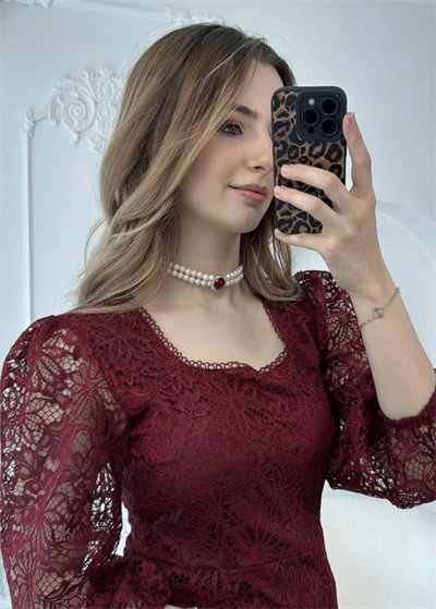 Özel Tasarım Bordo Choker