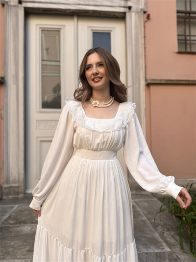 Özel Tasarım Krem Lotus İnci Kolye