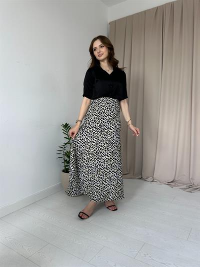 Saten Fakir Kol Siyah Gömlek