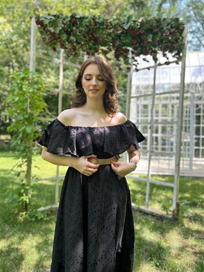 Siyah Fisto Kemerli Elbise