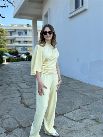 Yarasa Kol Modal Kumaş İkili Sarı Takım