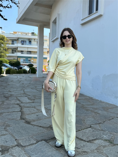 Yarasa Kol Modal Kumaş İkili Sarı Takım