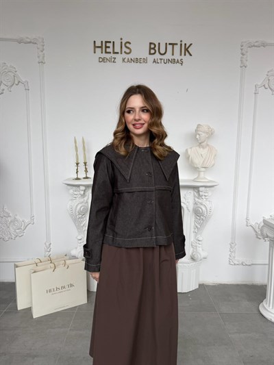 Oversize Kesim Garnili Modern Tasarım Kısa Ceket