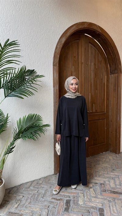 Manolya etekli takım Siyah