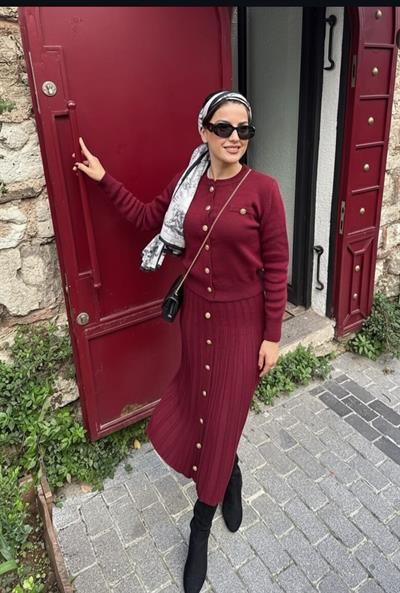 Bordo Uzun Etekli Takım 