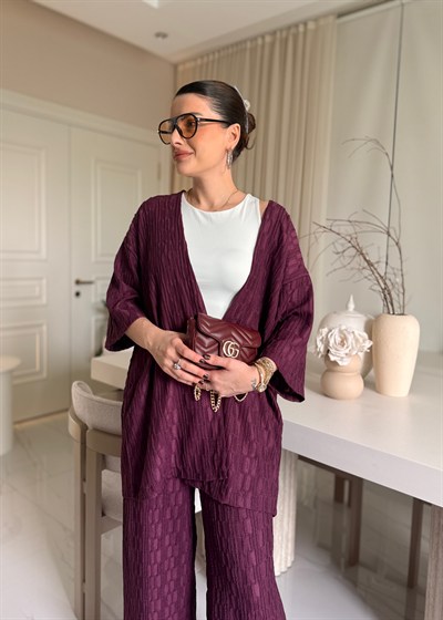 Mor Bürümcük Kimono Takım