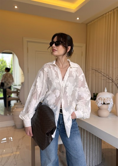 Premium Desenli Transparan Gömlek