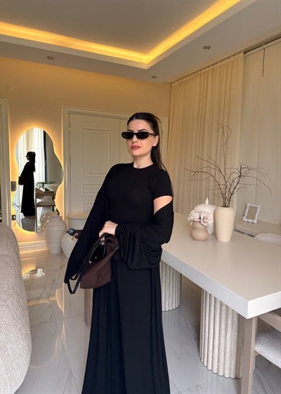 Siyah 3 Parça Pamuklu Takım