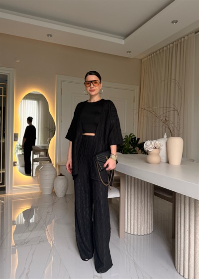 Siyah Bürümcük Kimono Takım