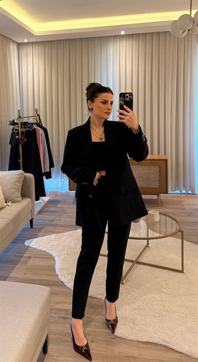 Siyah Pensli Pantolon Ceket Takım