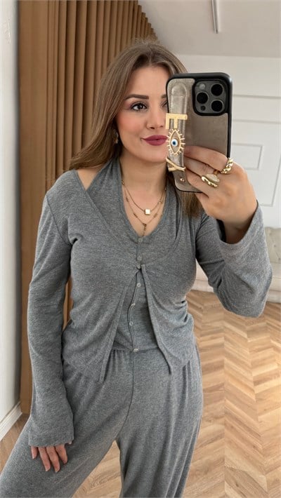 Z.ra Model Yelekli Takım- Gri
