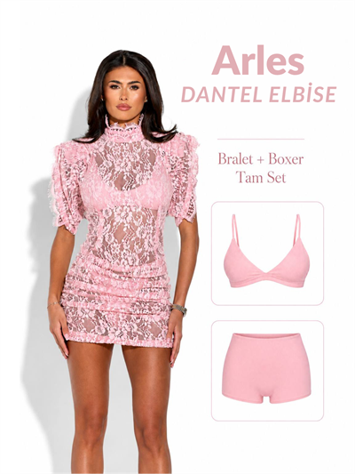 ARLES DANTEL ELBİSE PEMBE