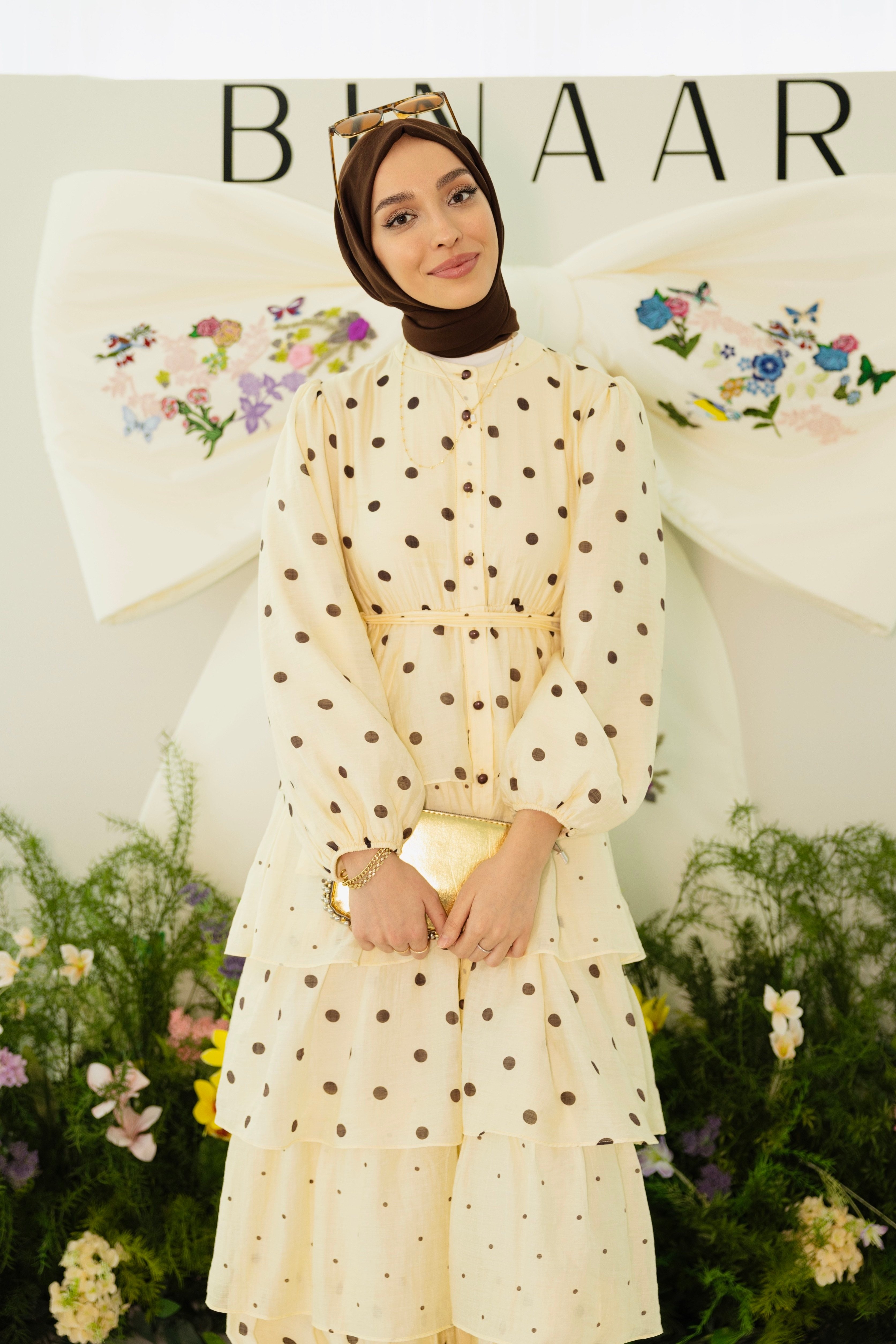 Sümeyye Şahinin Tercihi Puantiyeli Lotus Kuşaklı Elbise Butter Yellow