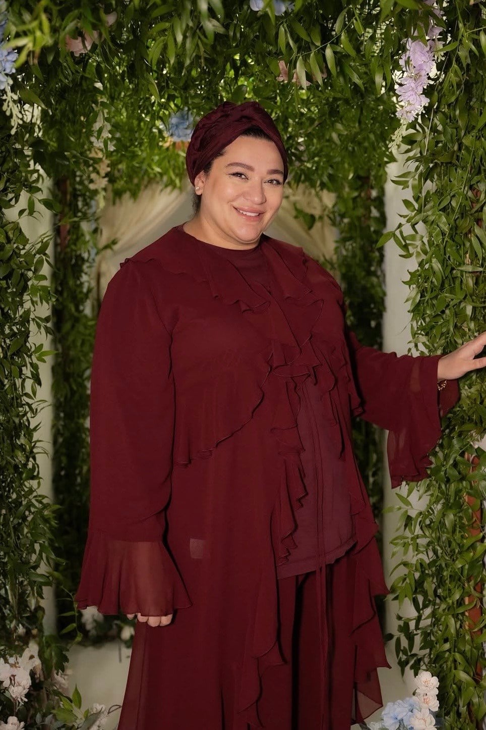 Zerujun Tercihi Şakayık Şifon Takım Bordo