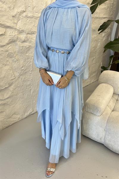 Balon Kol Kat Kat Etekli Takım Baby Blue
