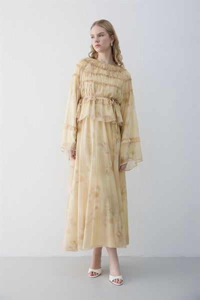 Büzgülü Fresia Takım Butter Yellow