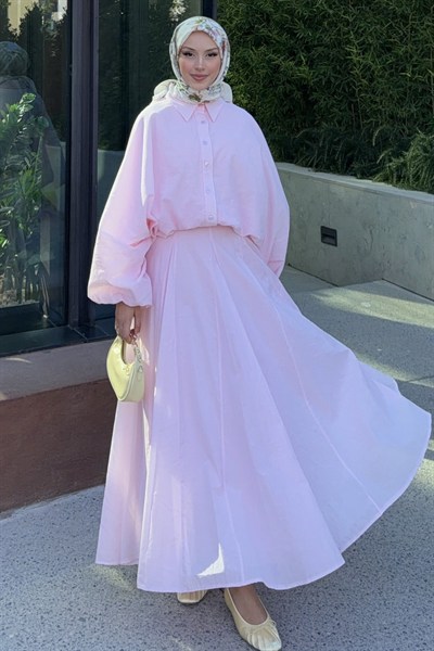 Daily Gömlek Etek Takım Toz Pembe