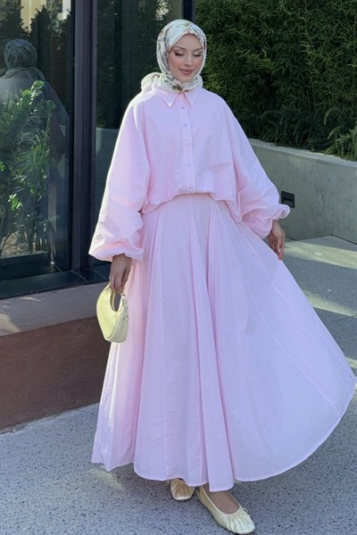 Daily Gömlek Etek Takım Toz Pembe