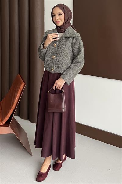 Dora Kumaş Kısa Kaban Gri