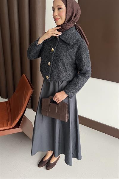 Dora Kumaş Kısa Kaban Lacivert