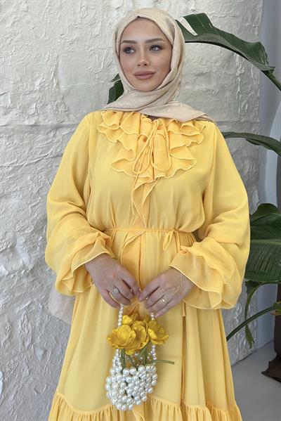 Dulcet Şifon Elbise Limon Sarısı