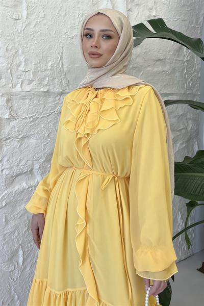 Dulcet Şifon Elbise Limon Sarısı