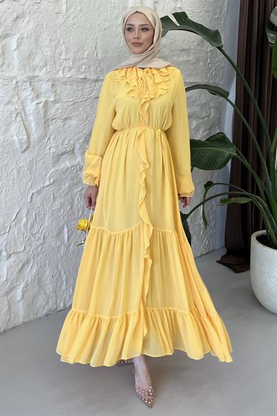 Dulcet Şifon Elbise Limon Sarısı