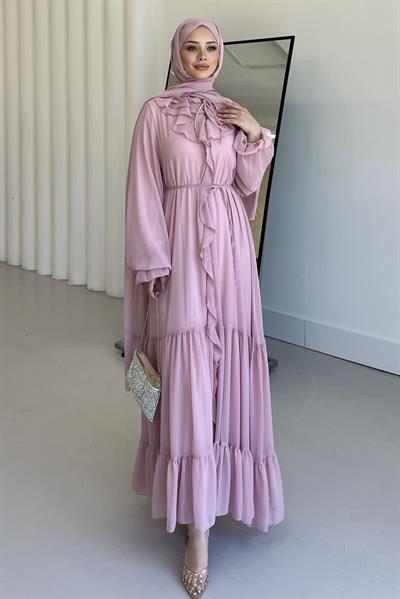 Dulcet Şifon Elbise Toz Pembe