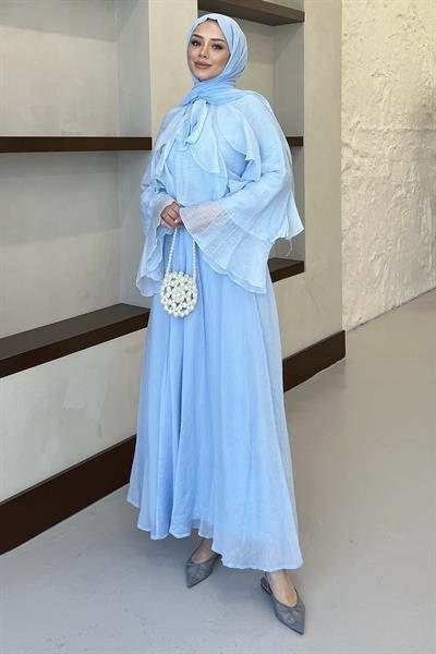 İspanyol Kol Fırfırlı Etekli Takım Baby Blue