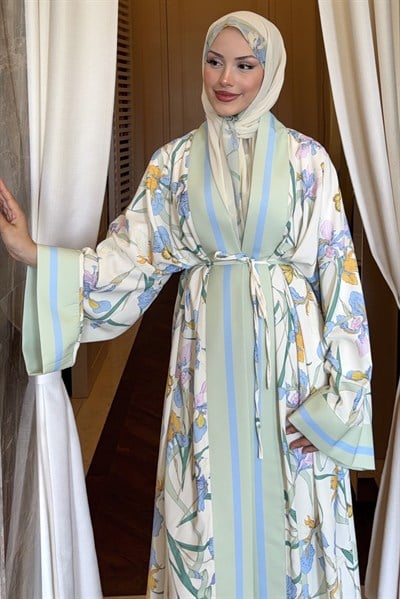 Lara Şallı Abaya Takım Soft Yeşil