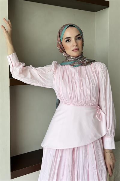Layere Elbise Soft Pembe