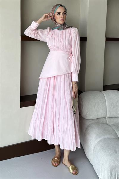 Layere Elbise Soft Pembe