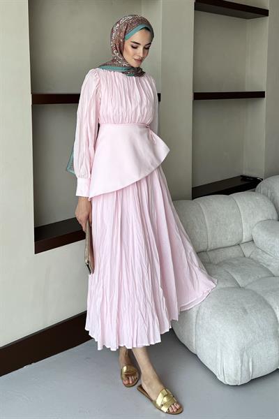 Layere Elbise Soft Pembe