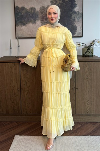 Leras Vual Elbise Butter Yellow
