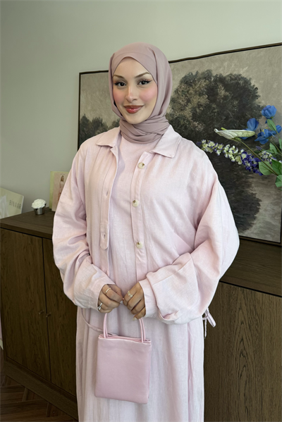 Lien Keten Elbise Soft Pembe